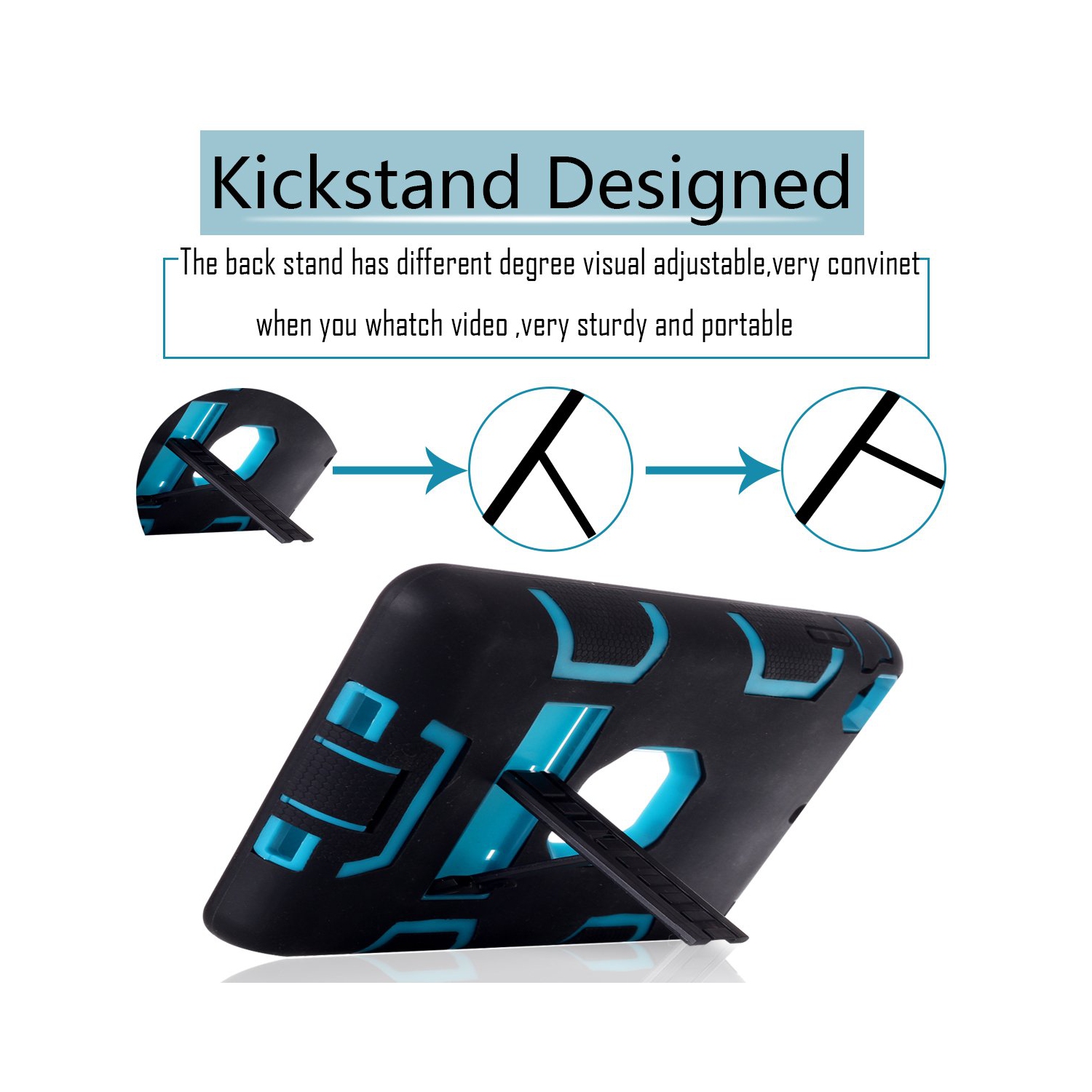 3in 1 Heavy Duty Protection Kickstand Combo Hybrid Impact Silicone Hard Case Cover for Apple Ipad Mini 1 2 3