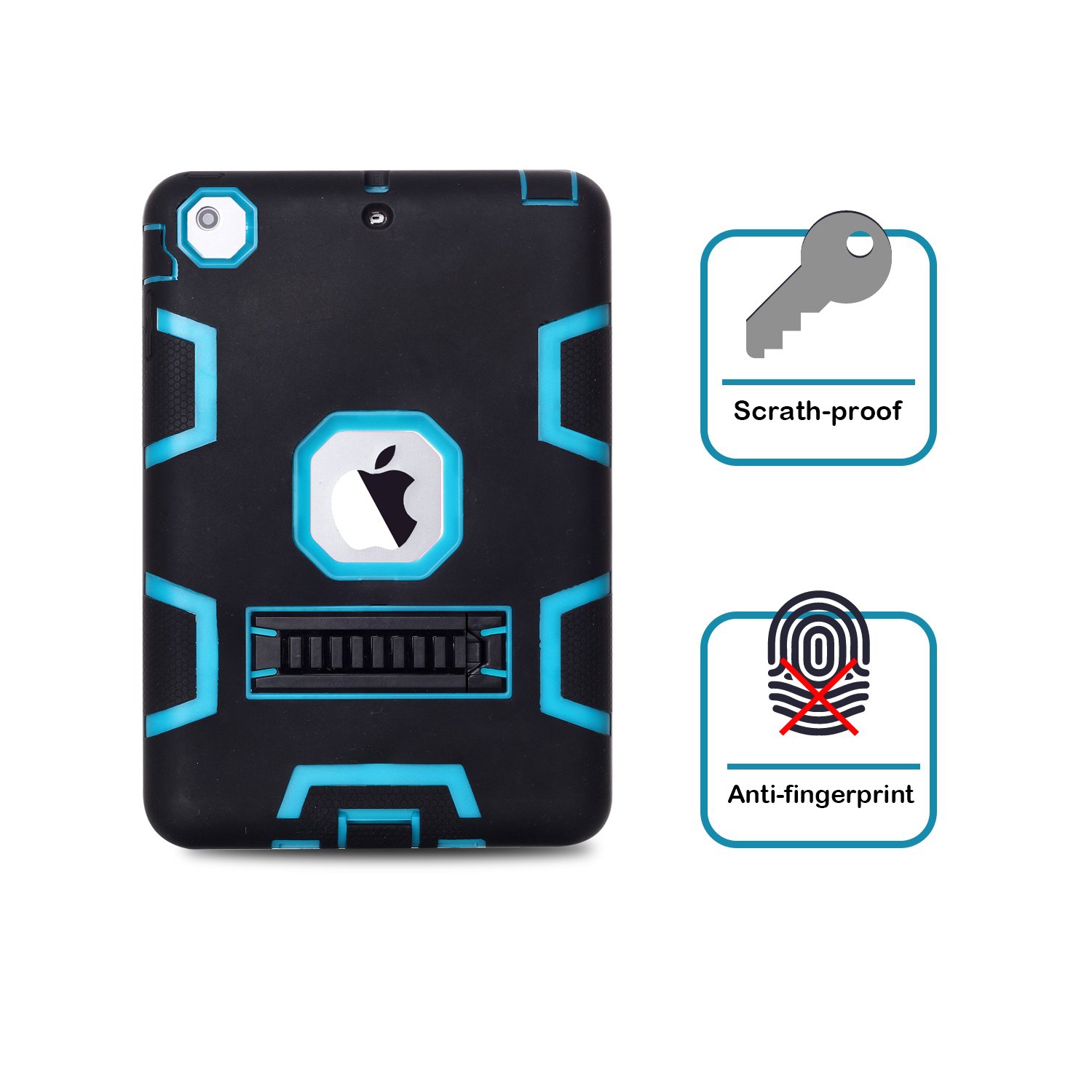 3in 1 Heavy Duty Protection Kickstand Combo Hybrid Impact Silicone Hard Case Cover for Apple Ipad Mini 1 2 3