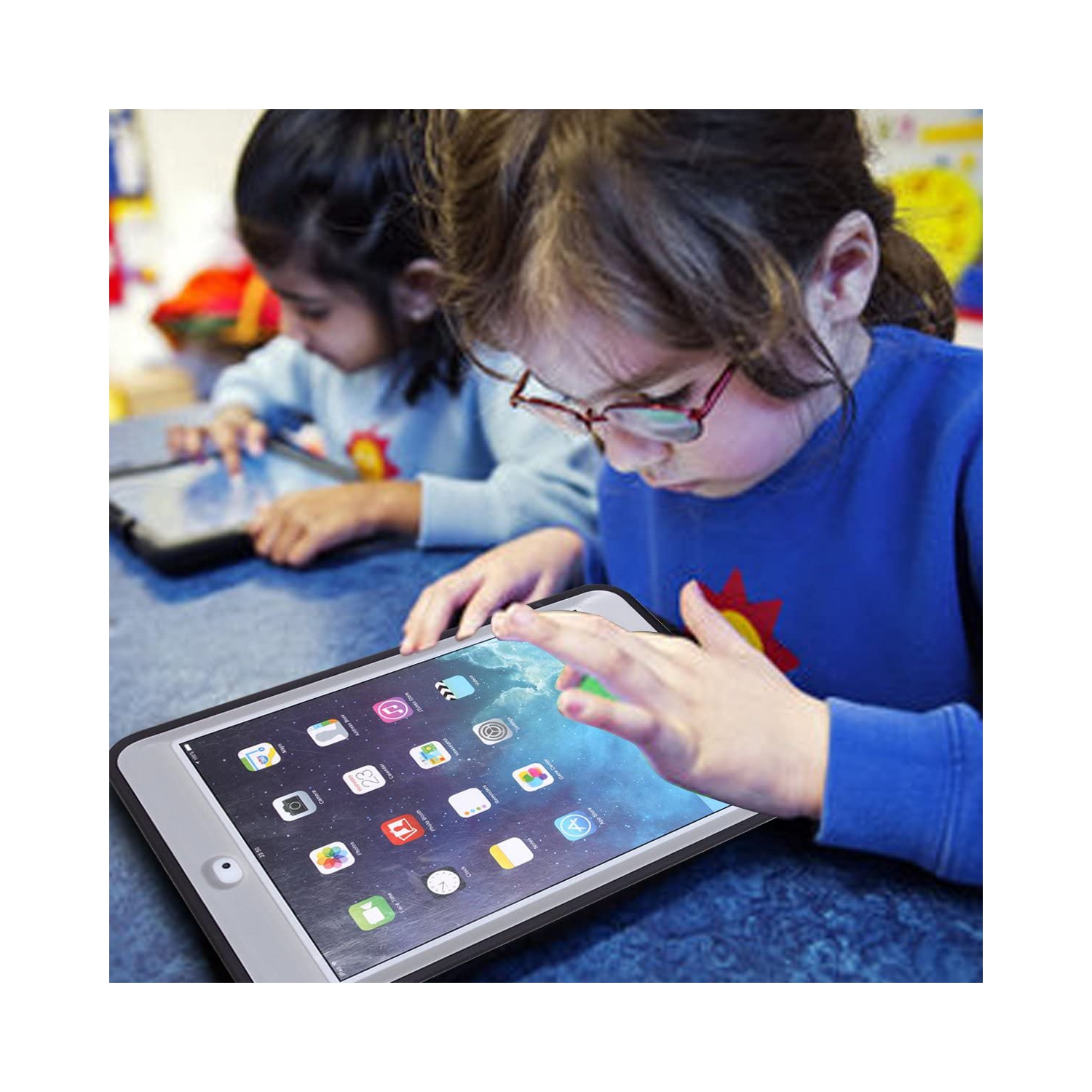 iPad Mini Case, iPad Mini 2 Case, iPad Mini 3 Case, MAKEIT 3in 1 Heavy Duty Protection Kickstand Combo Hybrid Impact Silicone Hard Case Cover for