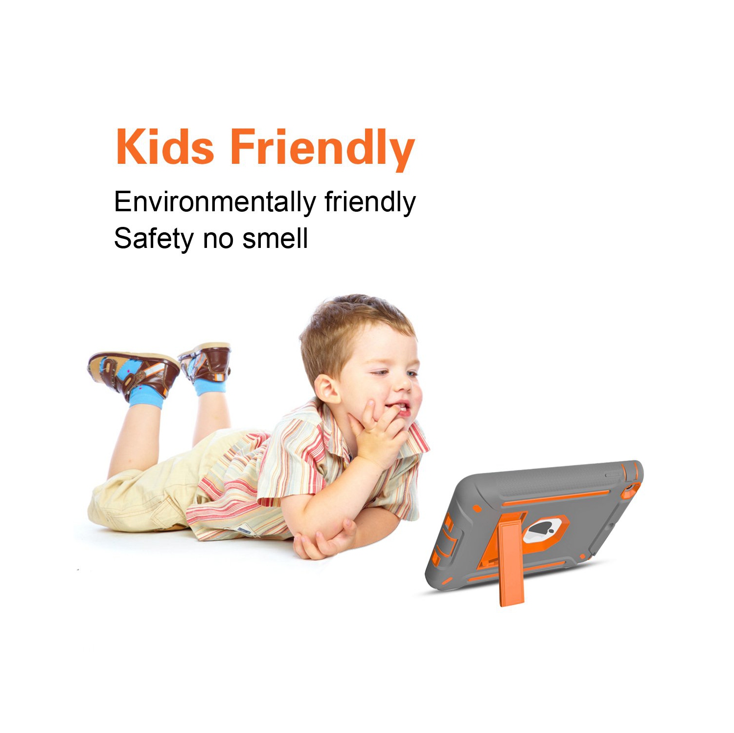 Heavy Duty Hybrid Shockproof Protective Silicone and PC Hard Case Rugged Case with Kickstand for iPad mini 1/ 2/ 3