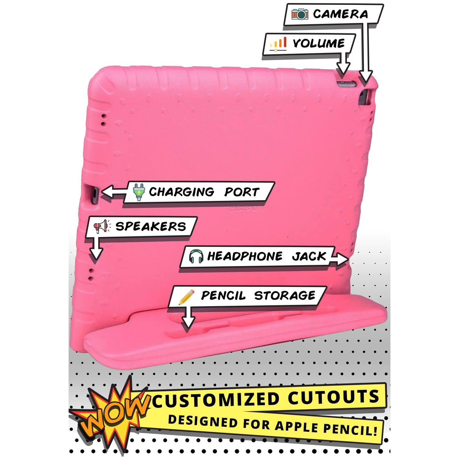 Étui pour iPad Air 1/iPad Air 2 pour enfants, iPad 6th/iPad 5th génération pour enfants, iPad Pro 9,7 | mousse robuste, poignée magique, support,