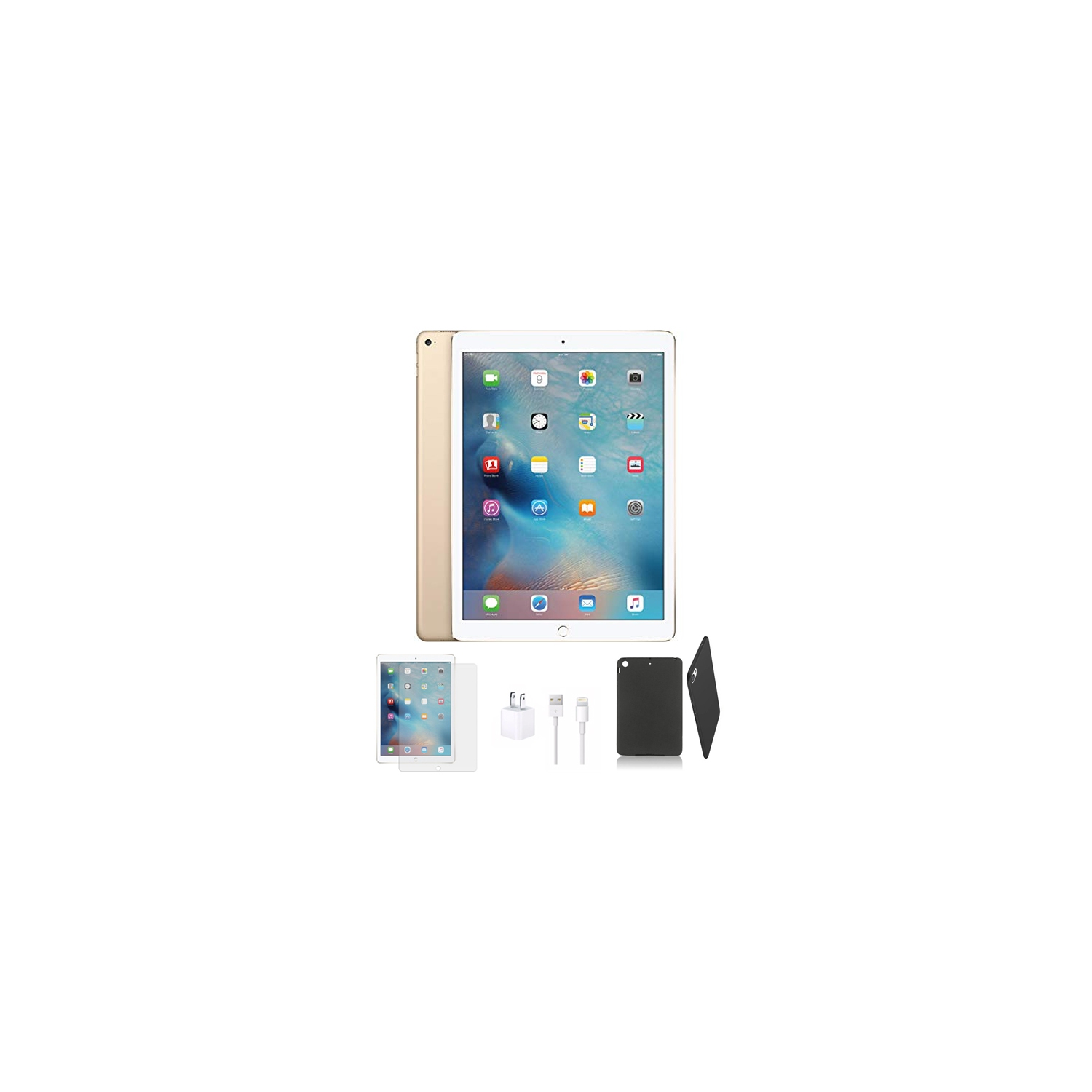 Refurbished - Apple iPad Pro 12.9" 128GB Gold WiFi Only Tablet Comes With Bundle: Case, Tempered Glass, & Charger