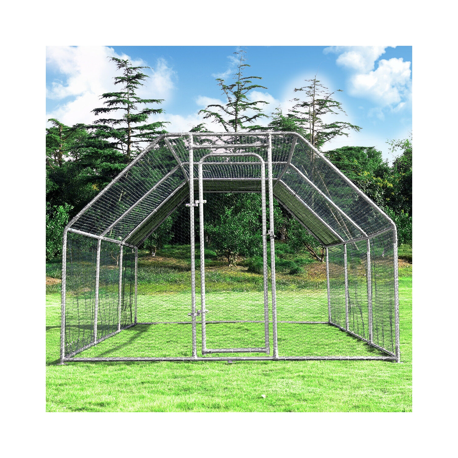 Costway Large Walk In Chicken Coop Run House Shade Cage 9.5' x 19' with Roof Cover