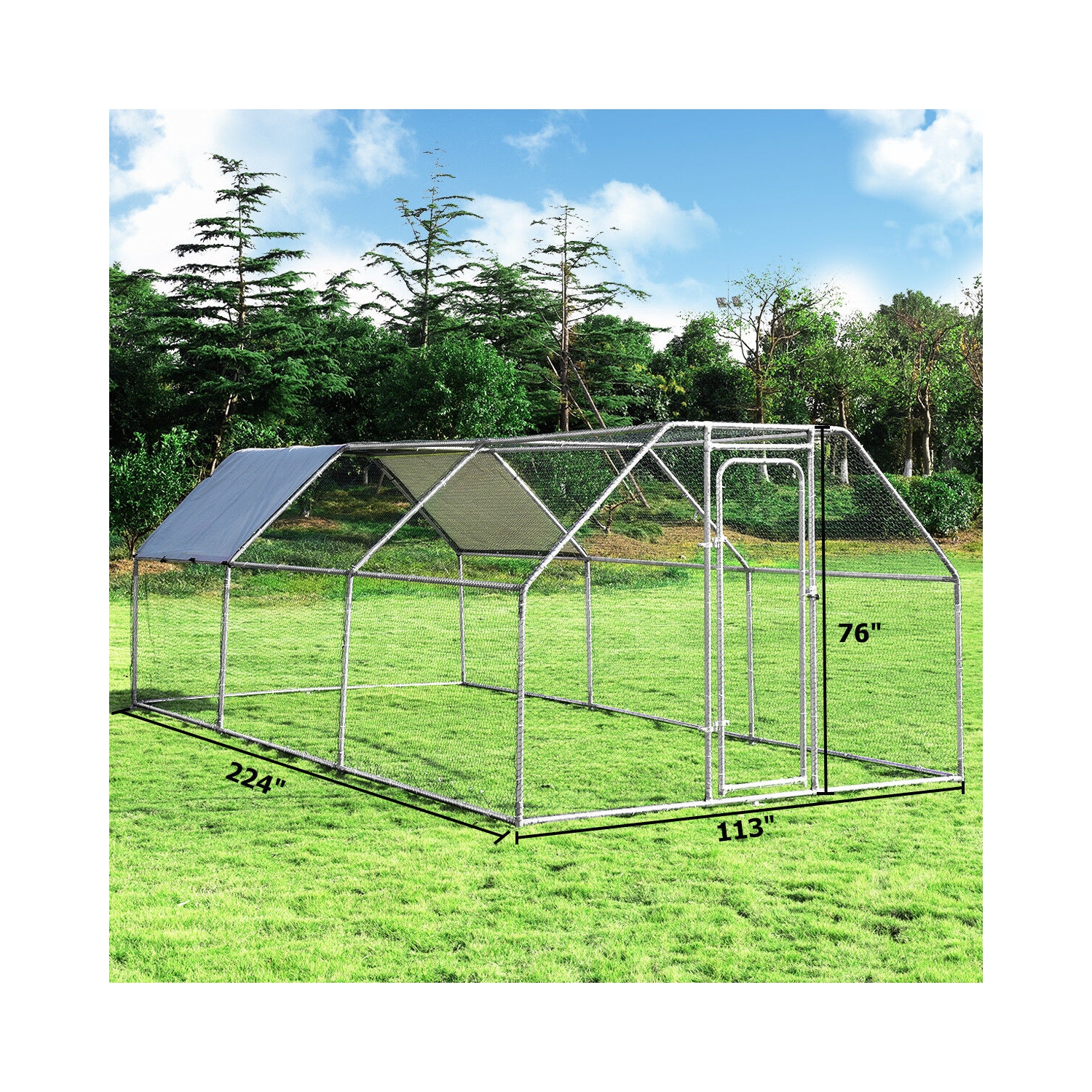 Costway Large Walk In Chicken Coop Run House Shade Cage 9.5' x 19' with Roof Cover