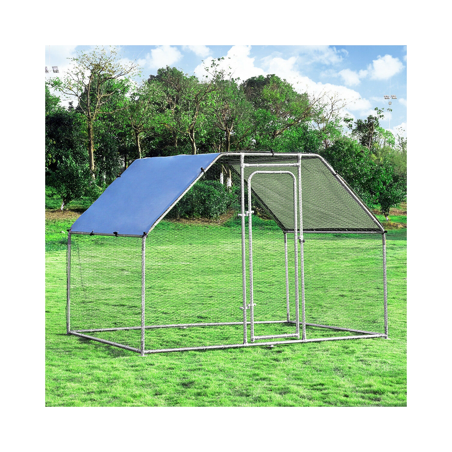 Costway 9.5' x 6.5' Large Walk In Chicken Coop Run House Shade Cage w/Roof Cover
