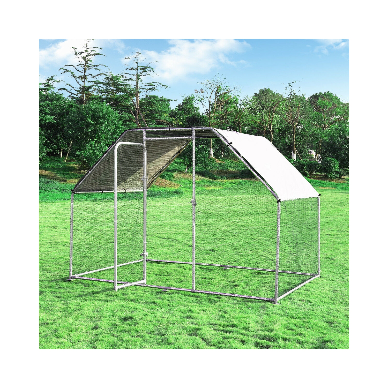 Costway 9.5' x 6.5' Large Walk In Chicken Coop Run House Shade Cage w/Roof Cover