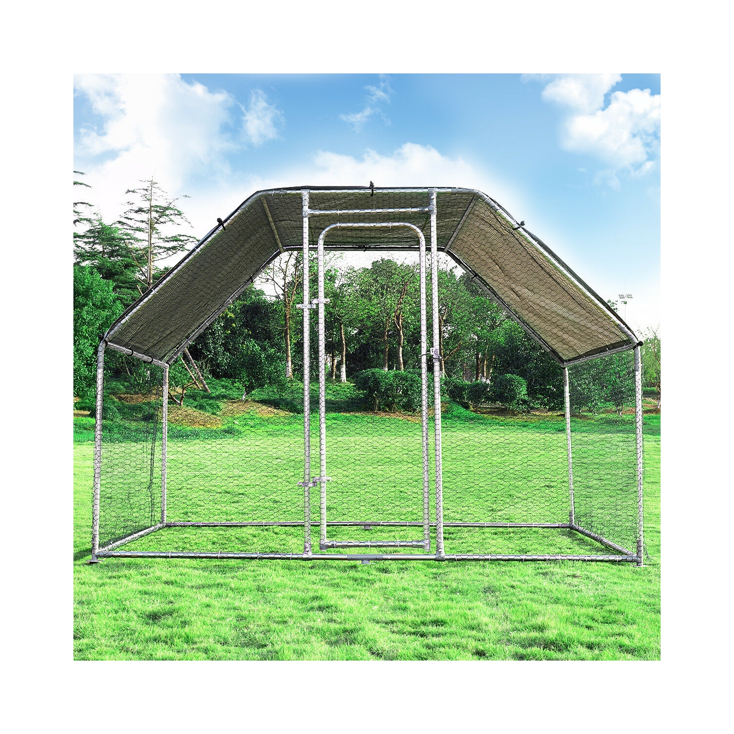 Costway 9.5' x 6.5' Large Walk In Chicken Coop Run House Shade Cage w/Roof Cover