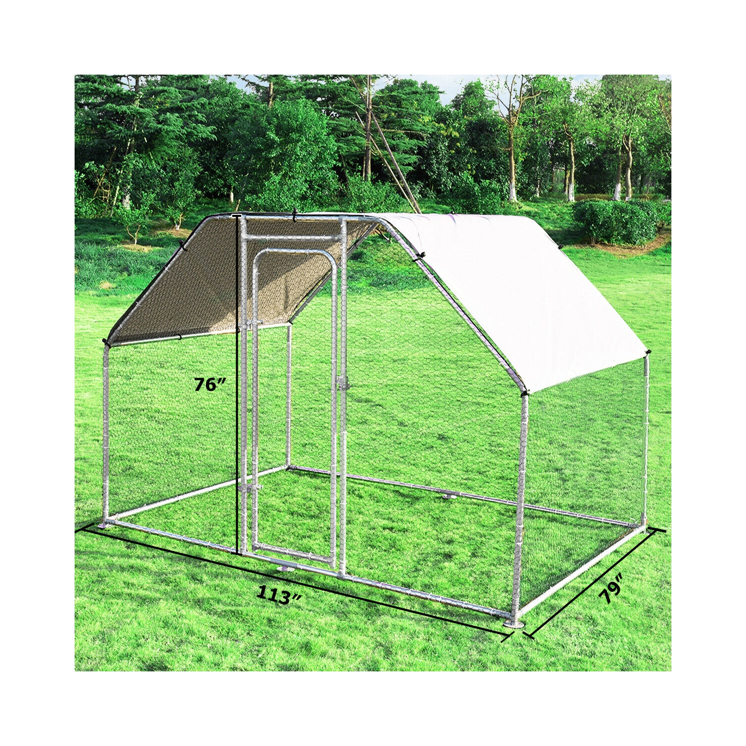 Costway 9.5' x 6.5' Large Walk In Chicken Coop Run House Shade Cage w/Roof Cover