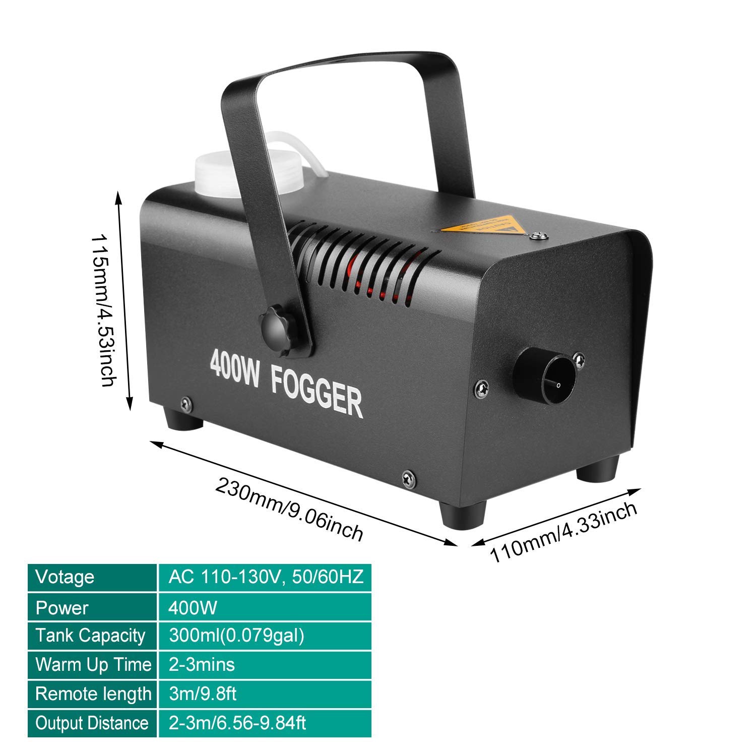 Fog machine with Wired Remote Control 400 WATT Durable Portable,Fit Christmas, Wedding Parities & Stage Performance