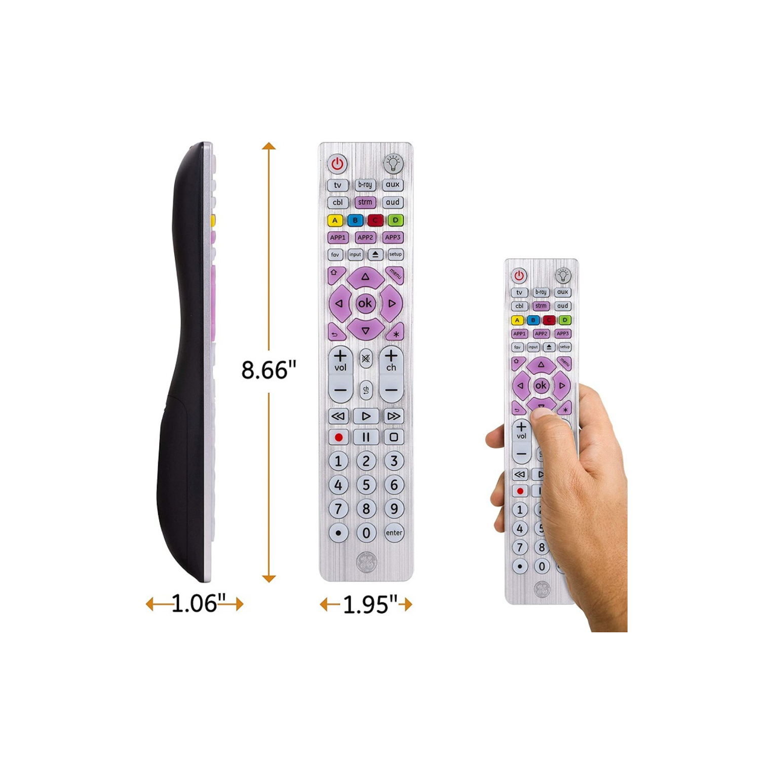 GE UltraPro 6-Device Big Button Universal Remote Control, Soft Blue LED, 37038