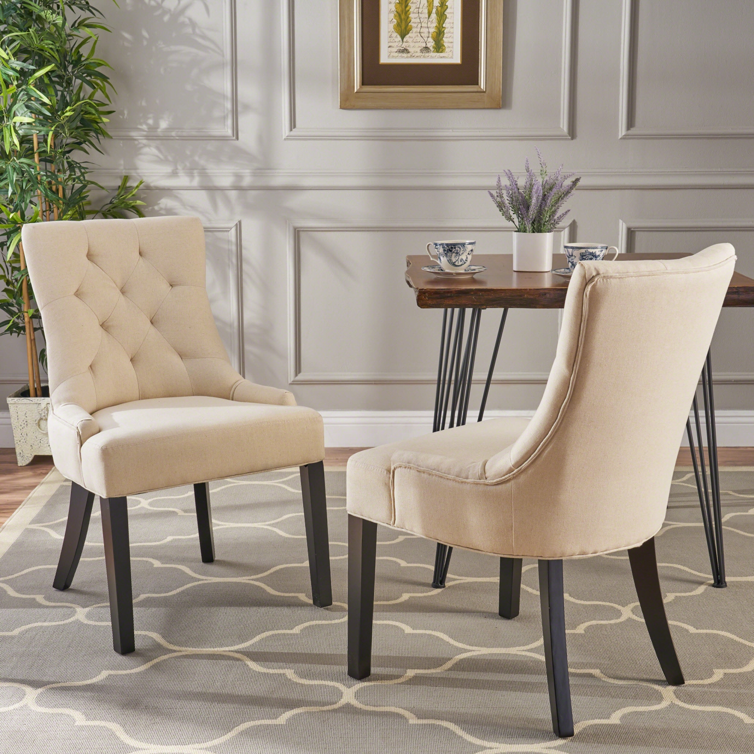 Harley Tufted Fabric Dining/ Accent Chair (Set of 2)
