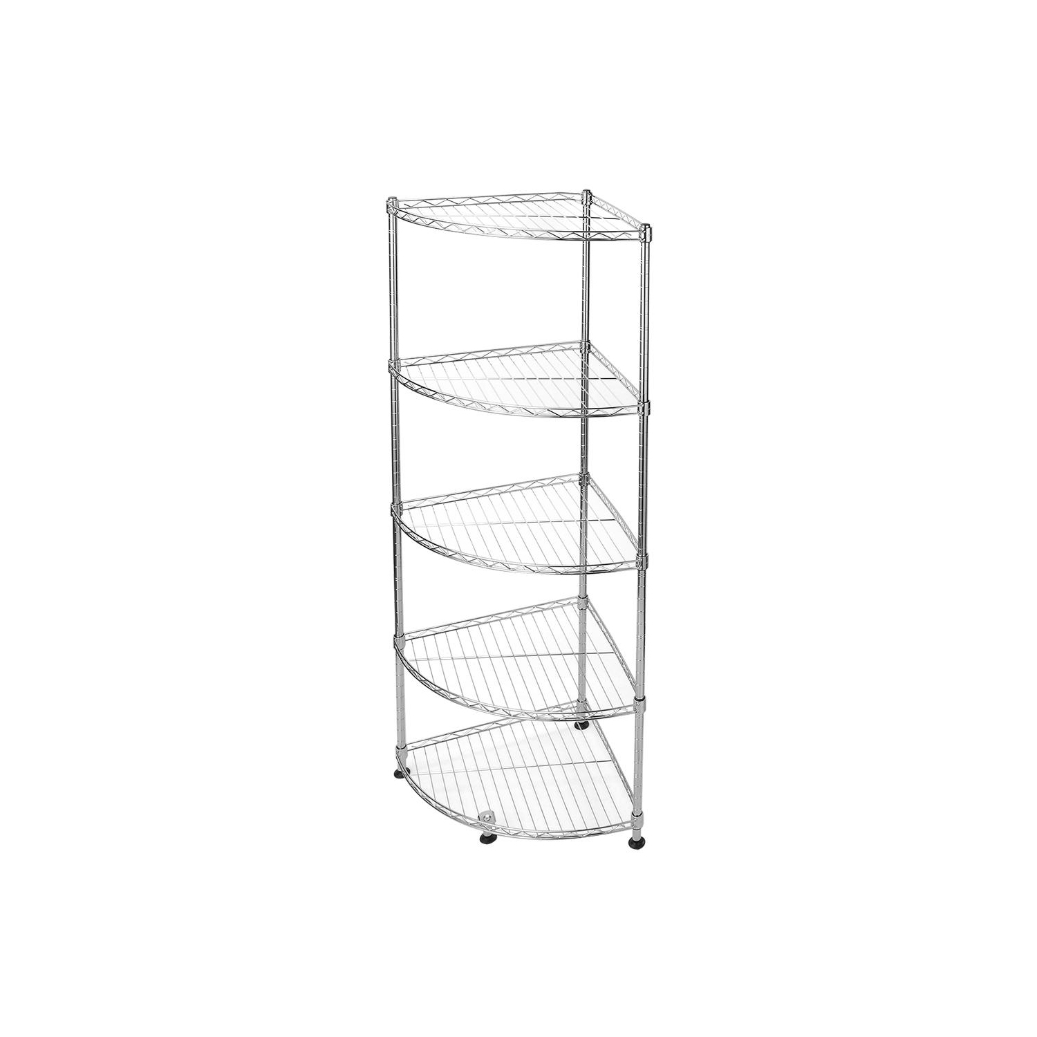 5 Tier Multipurpose Corner Wire Shelf, Heavy Duty Adjustable Shelf Unit Storage Rack