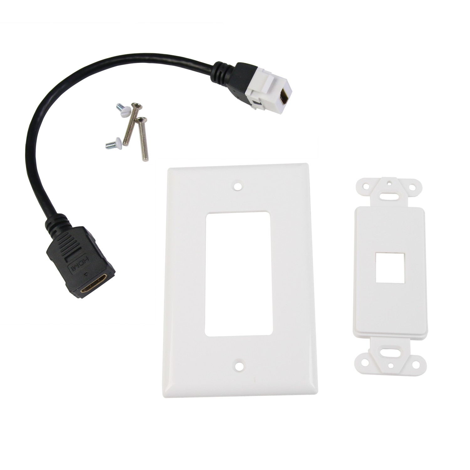 Premium HDMI 2.0 Wall Plate with Female to Female HDMI Extension Cable