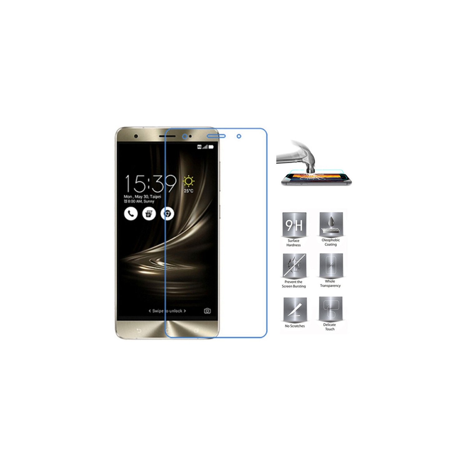 【2 Packs】 CSmart Premium Tempered Glass Screen Protector for Asus Zenfone 3 Laser ZC551KL, Case Friendly & Bubble Free