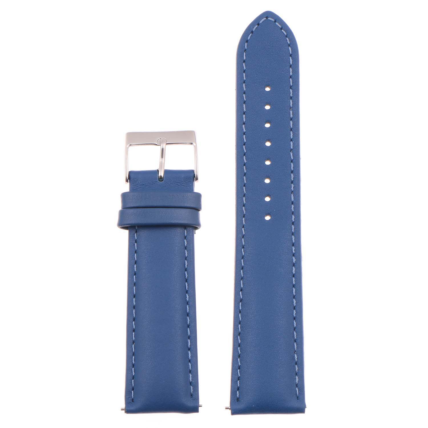 StrapsCo Classic Mens Leather Watch Band - Quick Release Men's Strap - 20mm - Blue