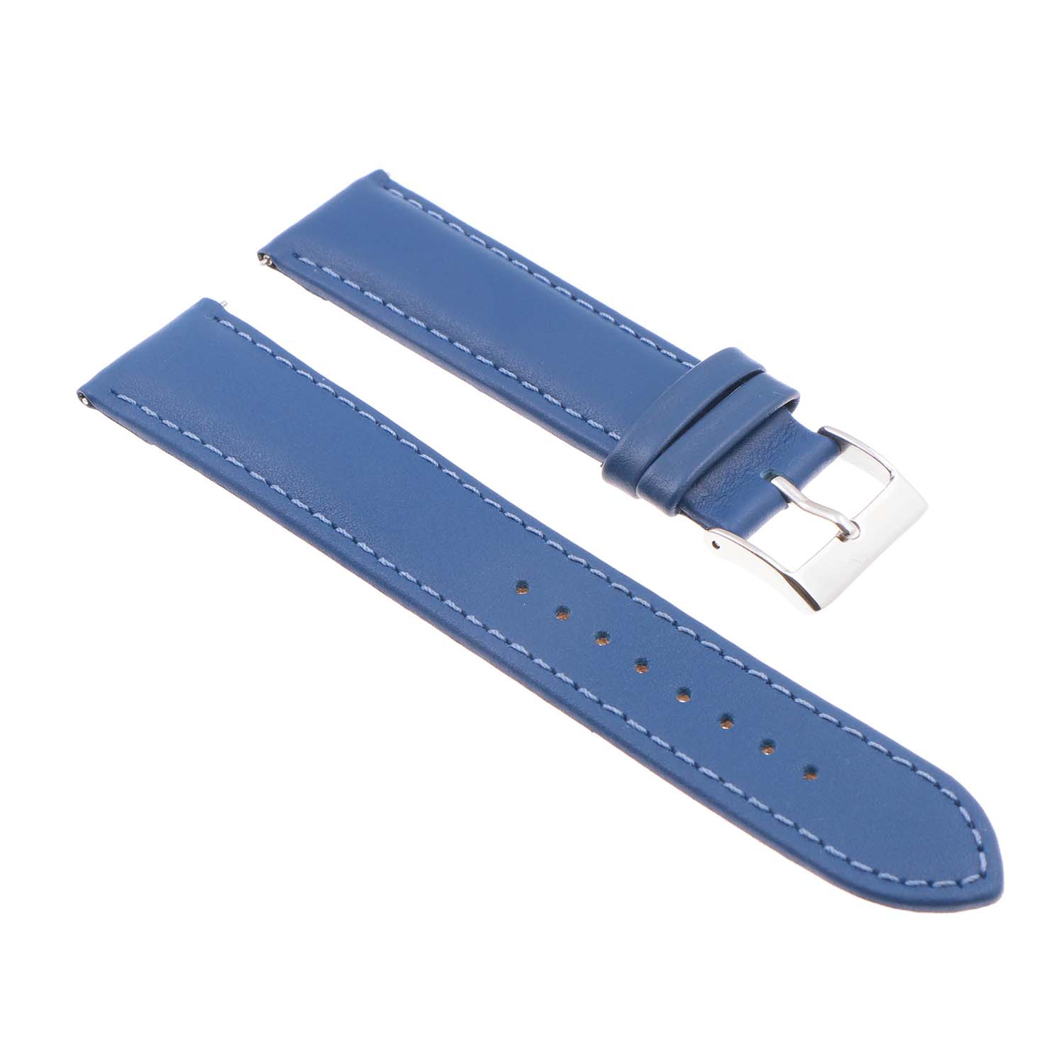 StrapsCo Classic Mens Leather Watch Band - Quick Release Men's Strap - 20mm - Blue