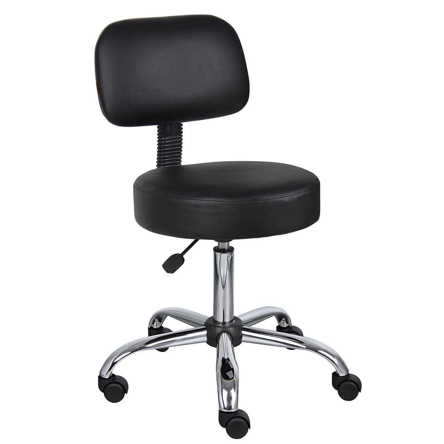 Livearty Round Height Adjustable Rolling Stool Drafting Stool with Back Cushion Salon Massage Doctor Technician Office