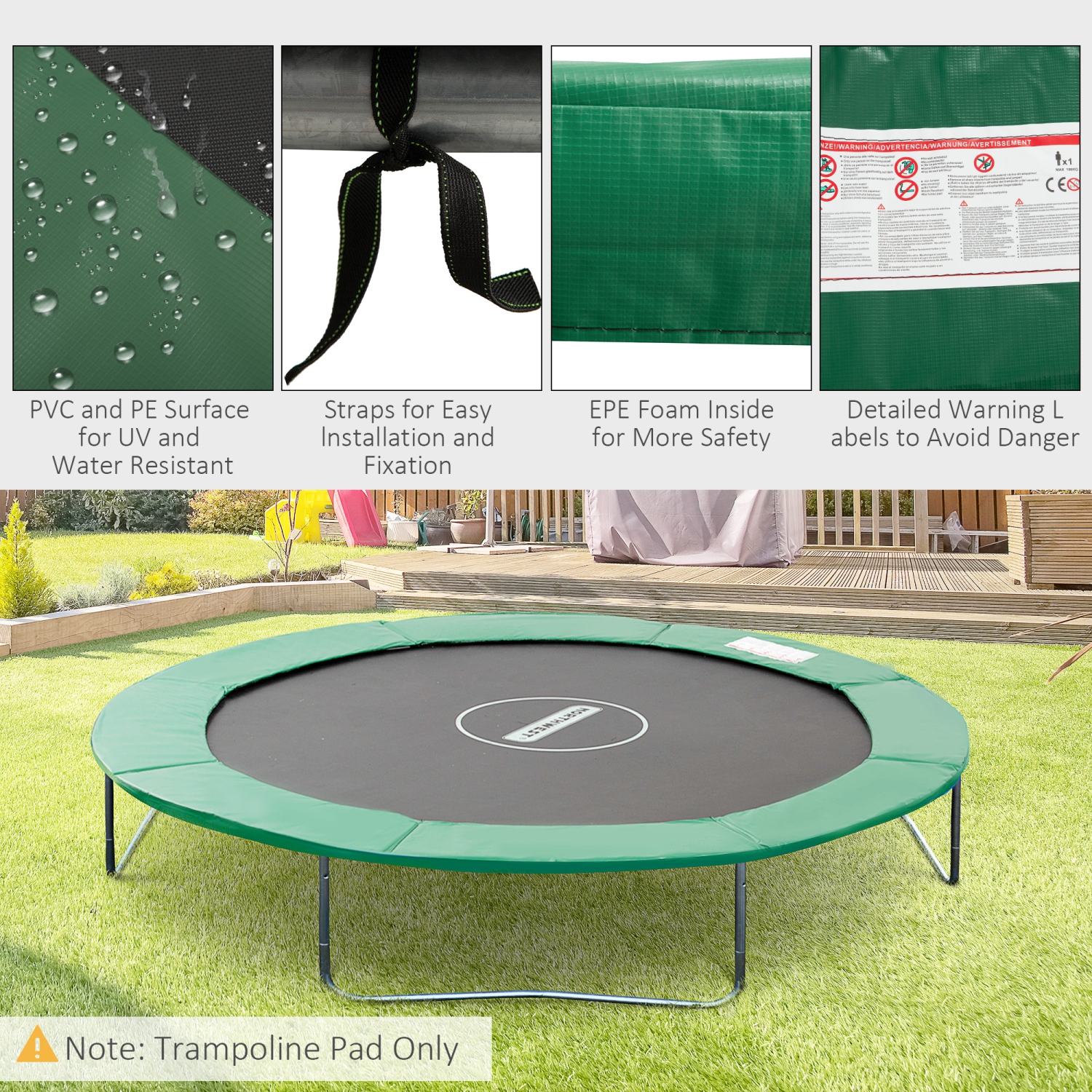 Tapis de trampoline 8&nbsp;pi de Soozier ⌀Ressort de rechange pour centre ⌀exercice de sécurité de 96&nbsp;po Couvercle de saut rebondissant Mousse