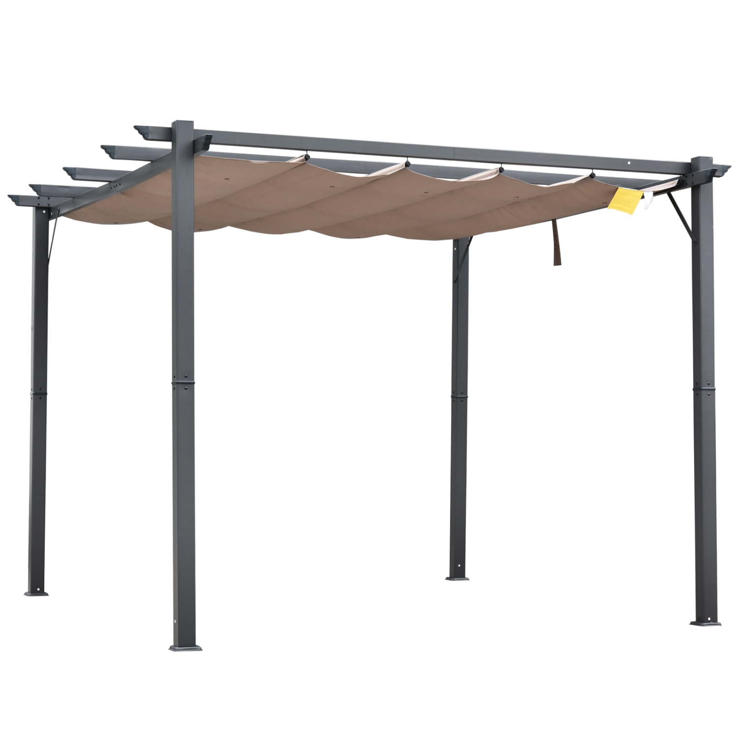 Abri de pergola rétractable pour l'extérieur de 10 x 10 pi Outsunny, abri de jardin en aluminium, abri pare-soleil en treillis raisin pour la cour,
