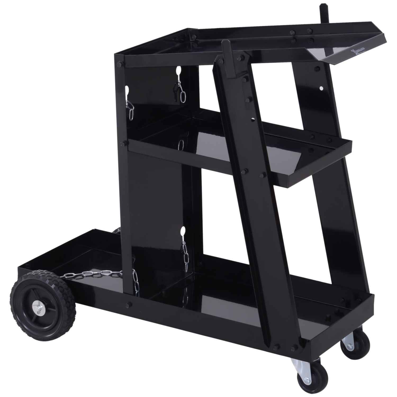 DURHAND 3 Tier Welding Cart Welder Trolley Garage Welding/Plasma Cutter Cart for Tanks Gas Bottles w/ Safety Chain Black