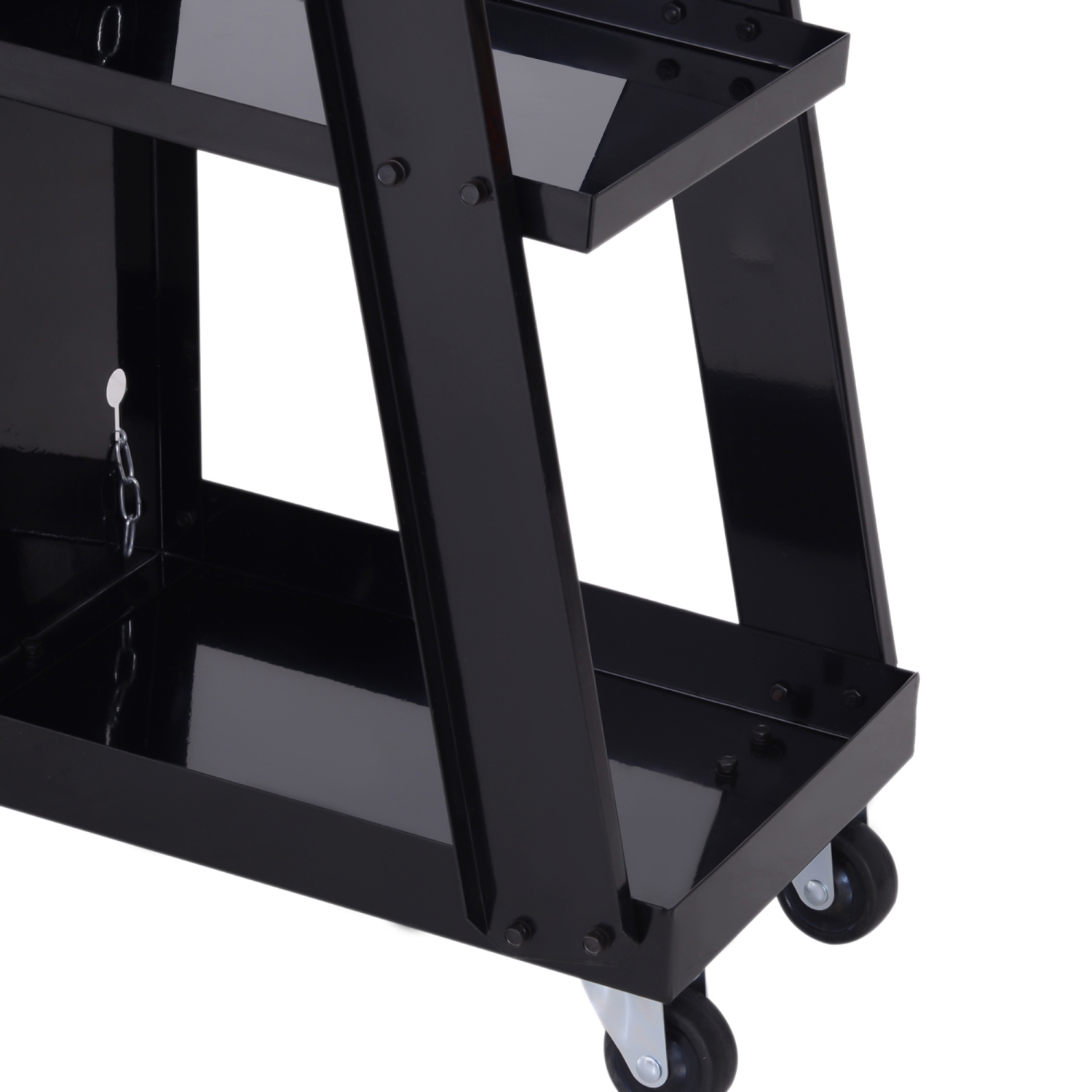 DURHAND 3 Tier Welding Cart Welder Trolley Garage Welding/Plasma Cutter Cart for Tanks Gas Bottles w/ Safety Chain Black
