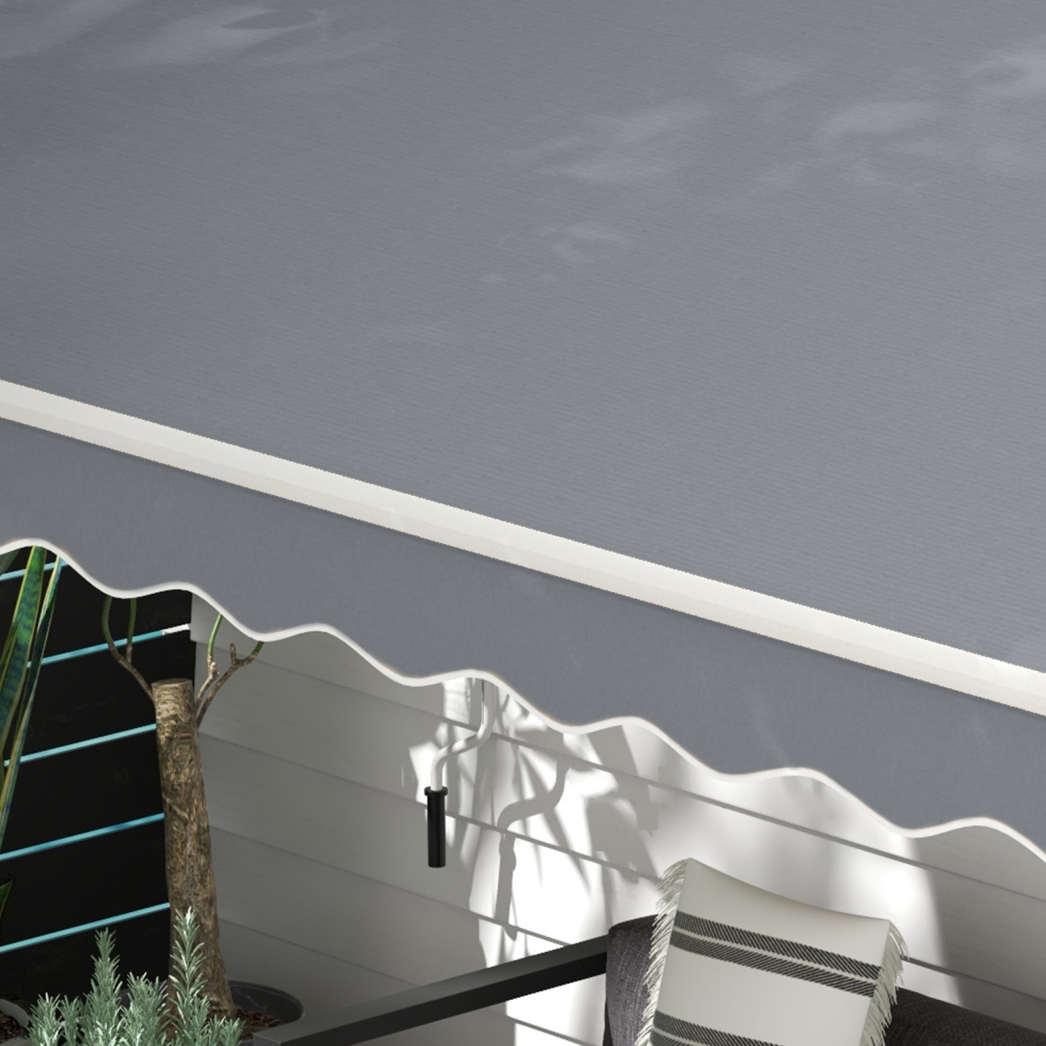 Outsunny 13' x 8' Manual Retractable Patio Awning Sun Shade Outdoor Deck Window Door Canopy Shelter Aluminum Frame Grey