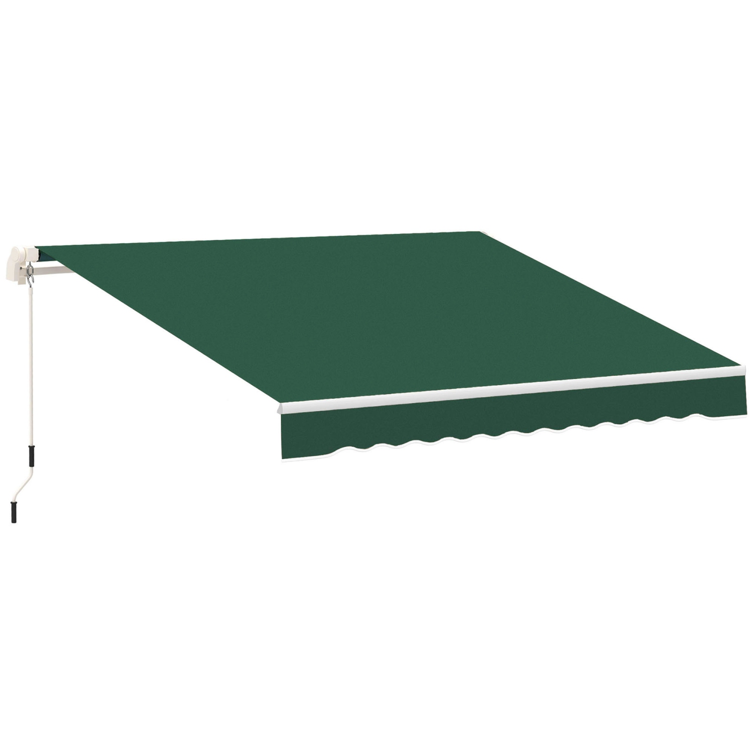 Outsunny 12' x 8' Retractable Awning Patio Awnings Sun Shade Shelter with Manual Crank Handle, UV & Water-Resistant Fabric and Aluminum Frame for Deck Balcony Yard, Green