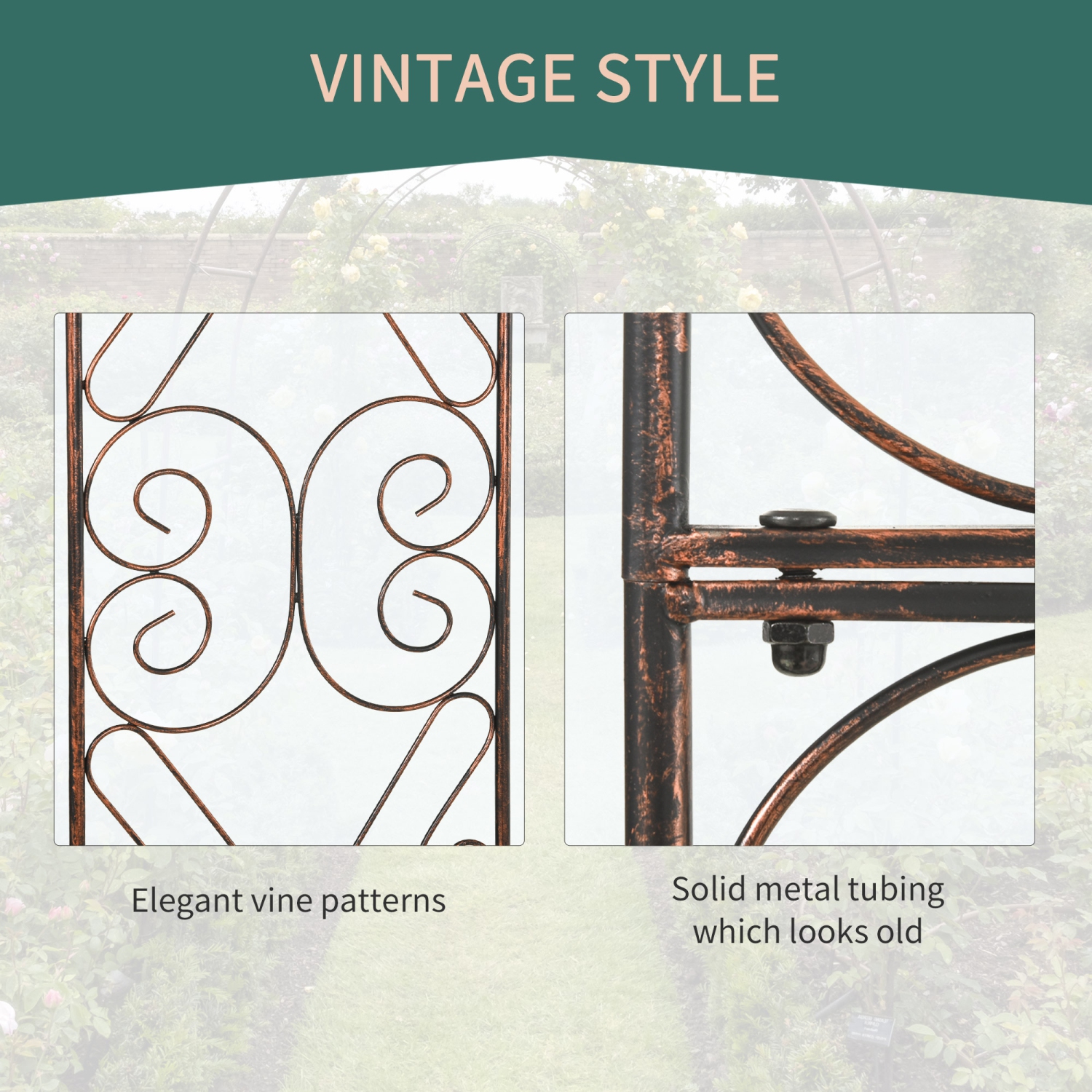 Outsunny 7.5ft Garden Metal Arch Outdoor Walkway Arbor for Decorative Climbing Vine Plants Patio Lawn Courtyard Party Ceremony Decoration Accessories