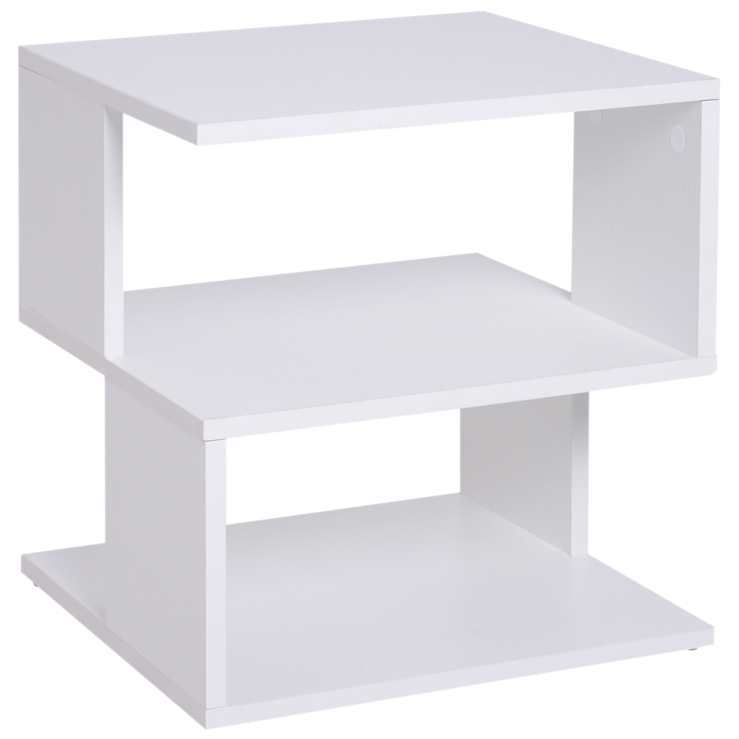 HOMCOM Side Table with Storage, Small End Table with 3-Tier Shelf, Square Coffee Table for Living Room, Bedroom, White
