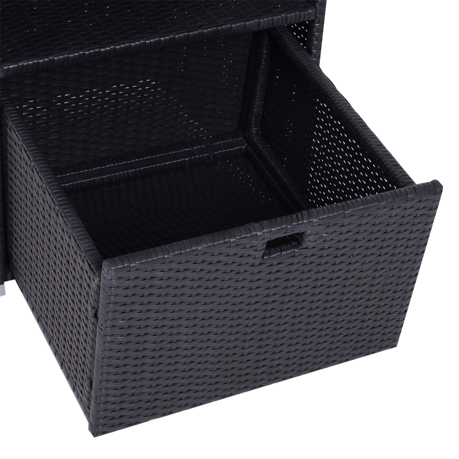 Outsunny Wicker Rattan Pool Towel Valet Organizer 2 Shelf 1 Drawer