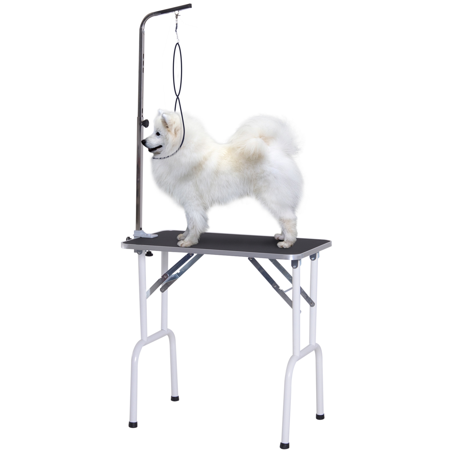 PawHut 32&nbsp;po – Table de toilettage pliable pour chiens de petite taille, table de toilettage pour chiens avec bras réglable, surface