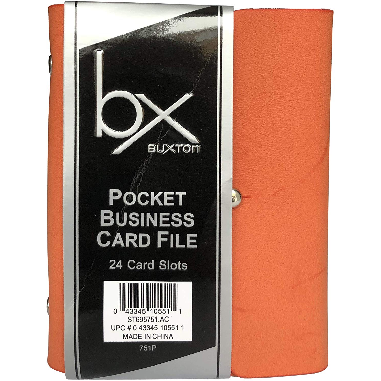 Buxton Pocket Business Card File - 24 Card Slots – Orange