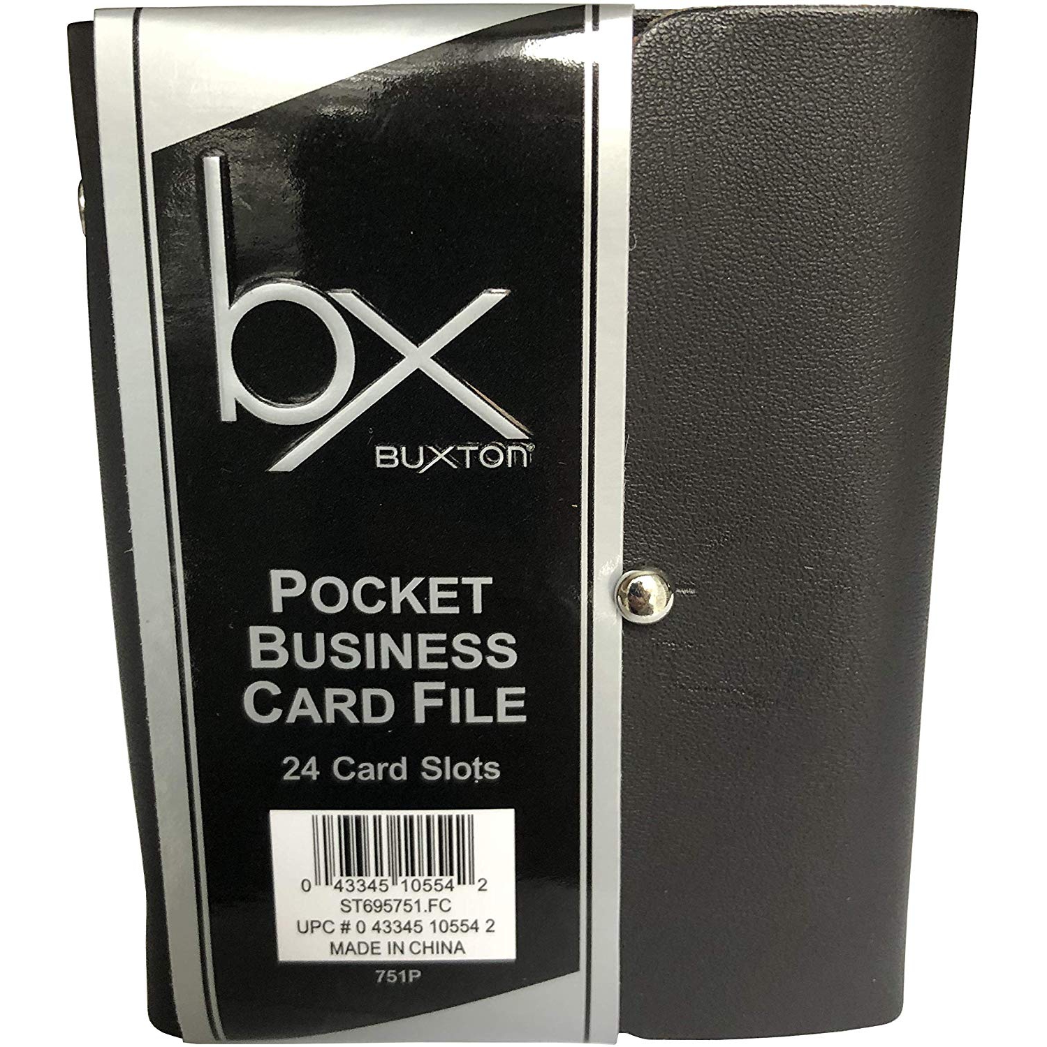 Buxton Pocket Business Card File - 24 Card Slots – Black