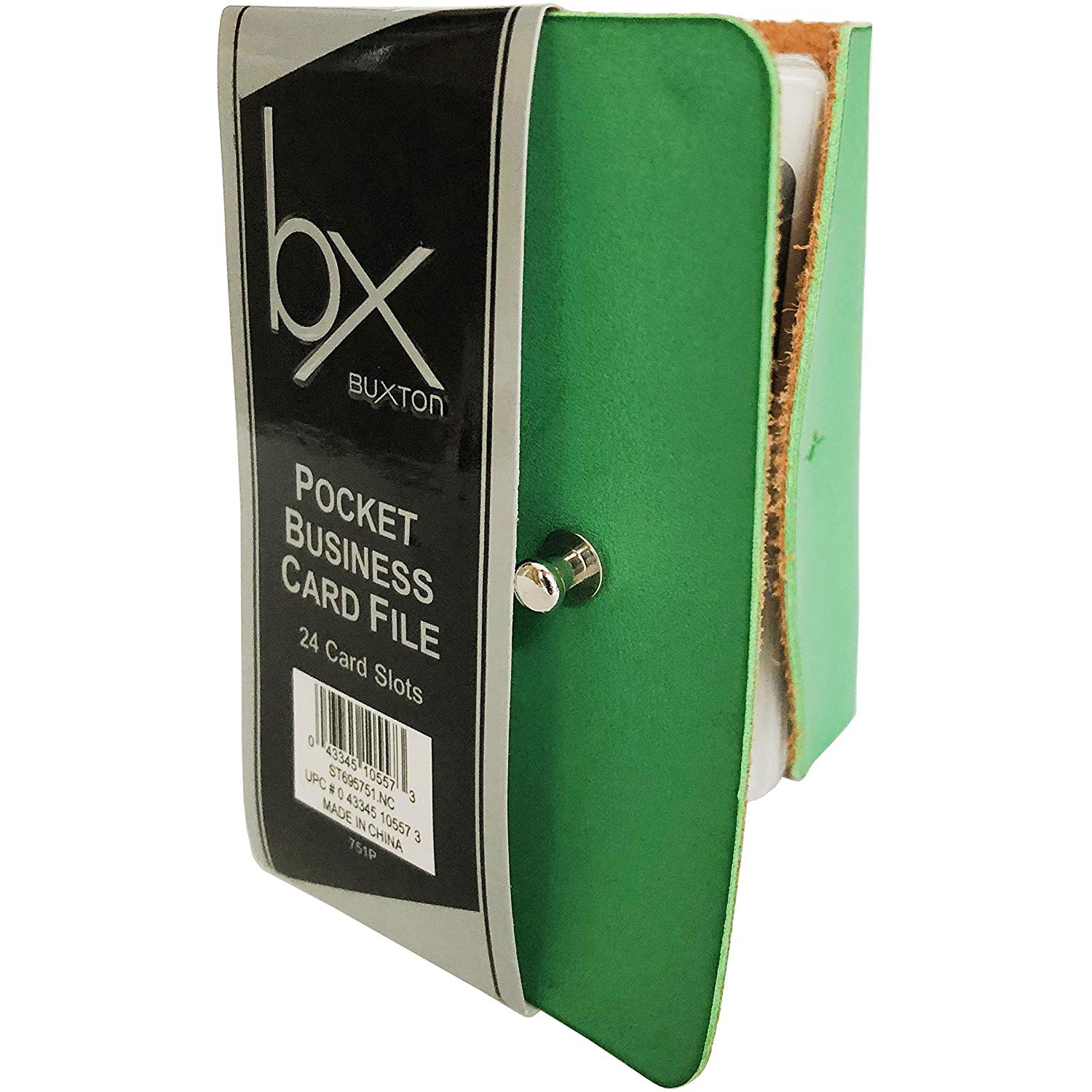 Buxton Pocket Business Card File - 24 Card Slots – Green
