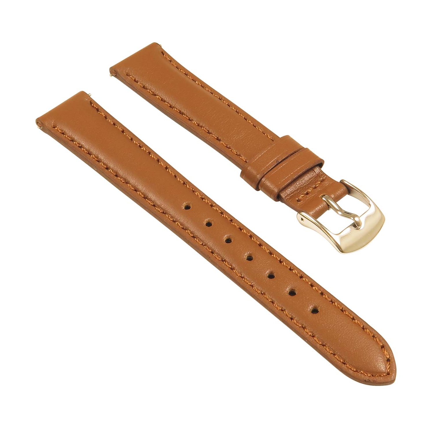StrapsCo Classic Ladies Leather Watch Band - Quick Release Women's Strap - 22mm Tan