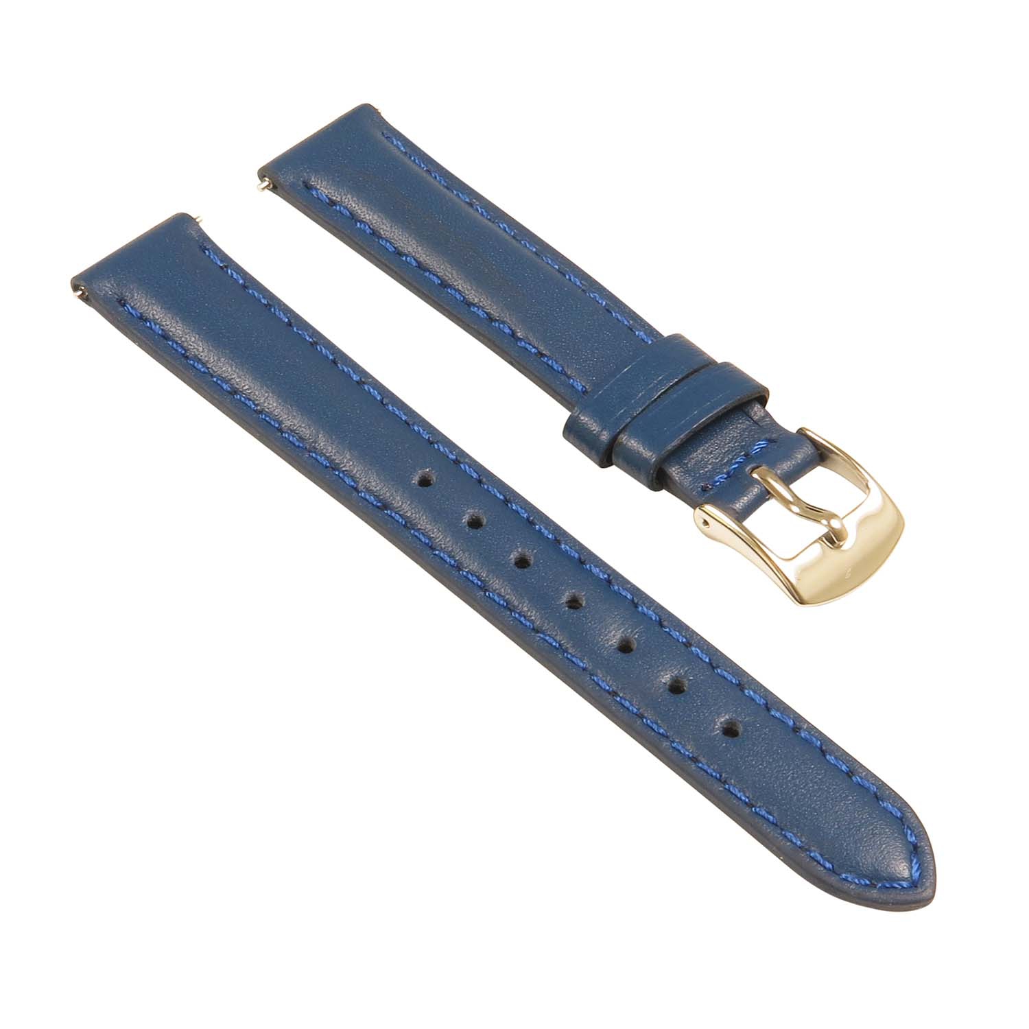 StrapsCo Classic Ladies Leather Watch Band - Quick Release Women's Strap - 20mm Blue