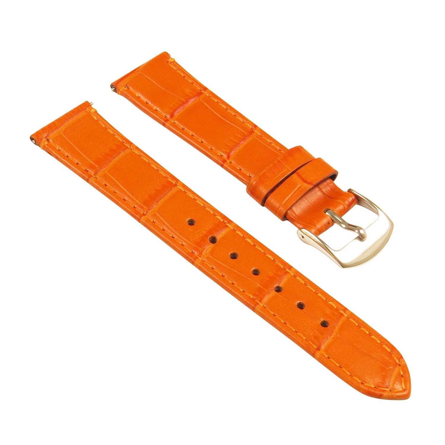 StrapsCo Crocodile Embossed Ladies Leather Watch Band - Quick Release Women's Strap - 14mm Orange