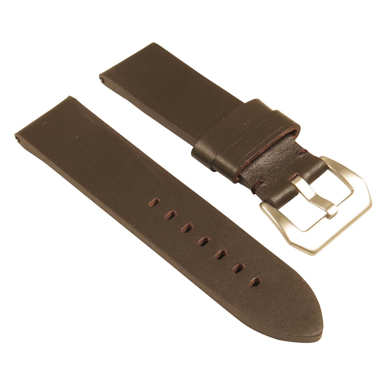 StrapsCo Heavy Duty Men's Thick Leather Watch Band - Quick Release Strap - 20mm Brown