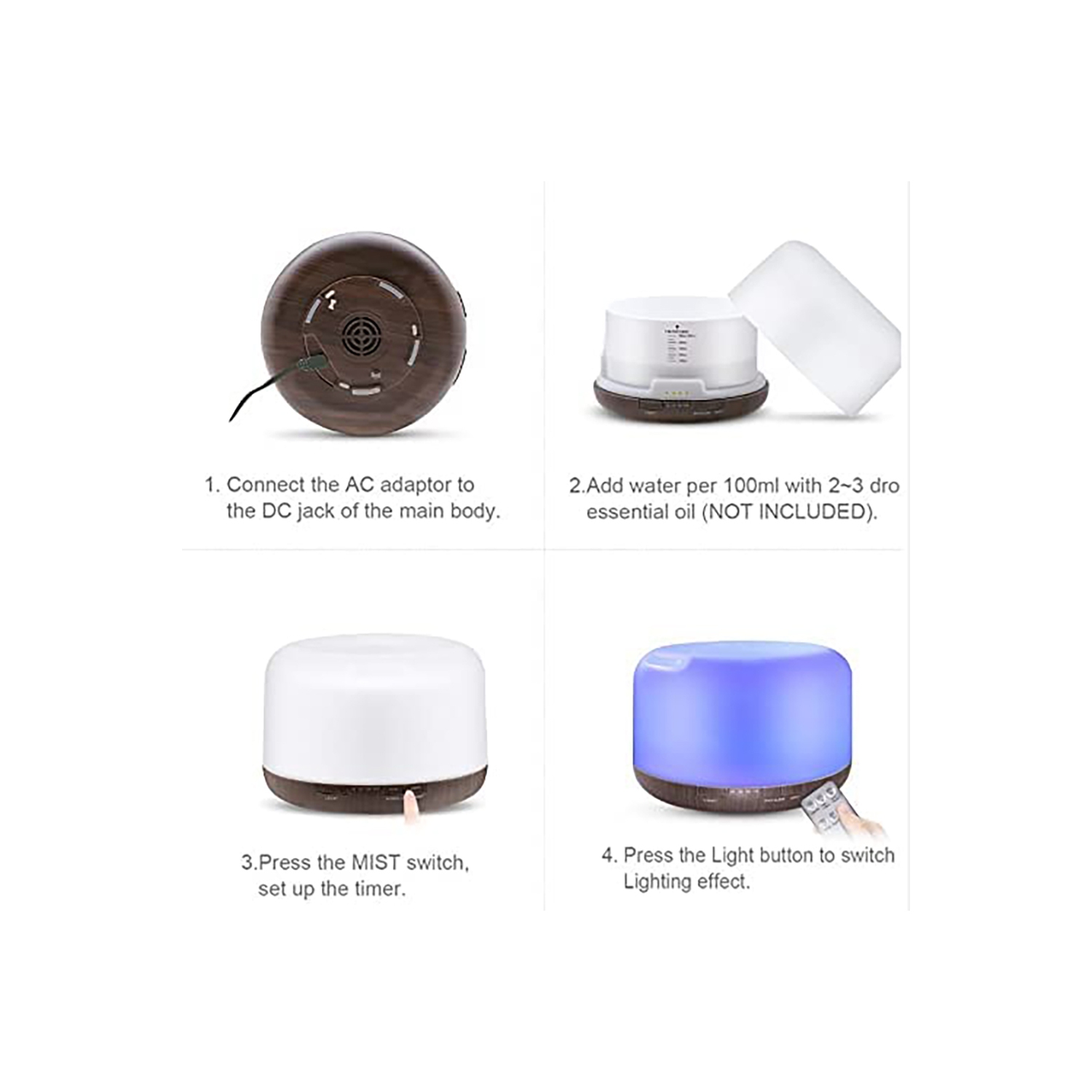 navor Smart Wi-Fi Essential Oil Diffuser Compatible with Alexa & Google Home, 500ml Wood Grain Aromatherapy Diffuser Ultrasonic Humidifier with 6