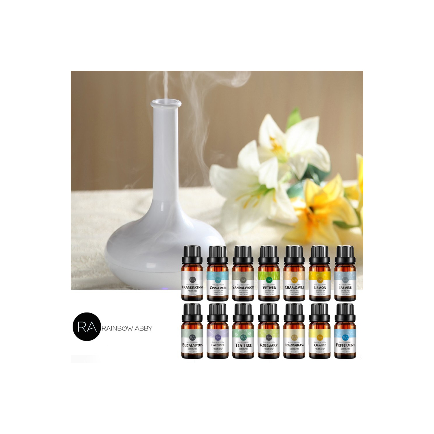 Ensemble d’huiles essentielles Pure Therapeutic Grade à 14 100 %, 10 ml, paquet de 14