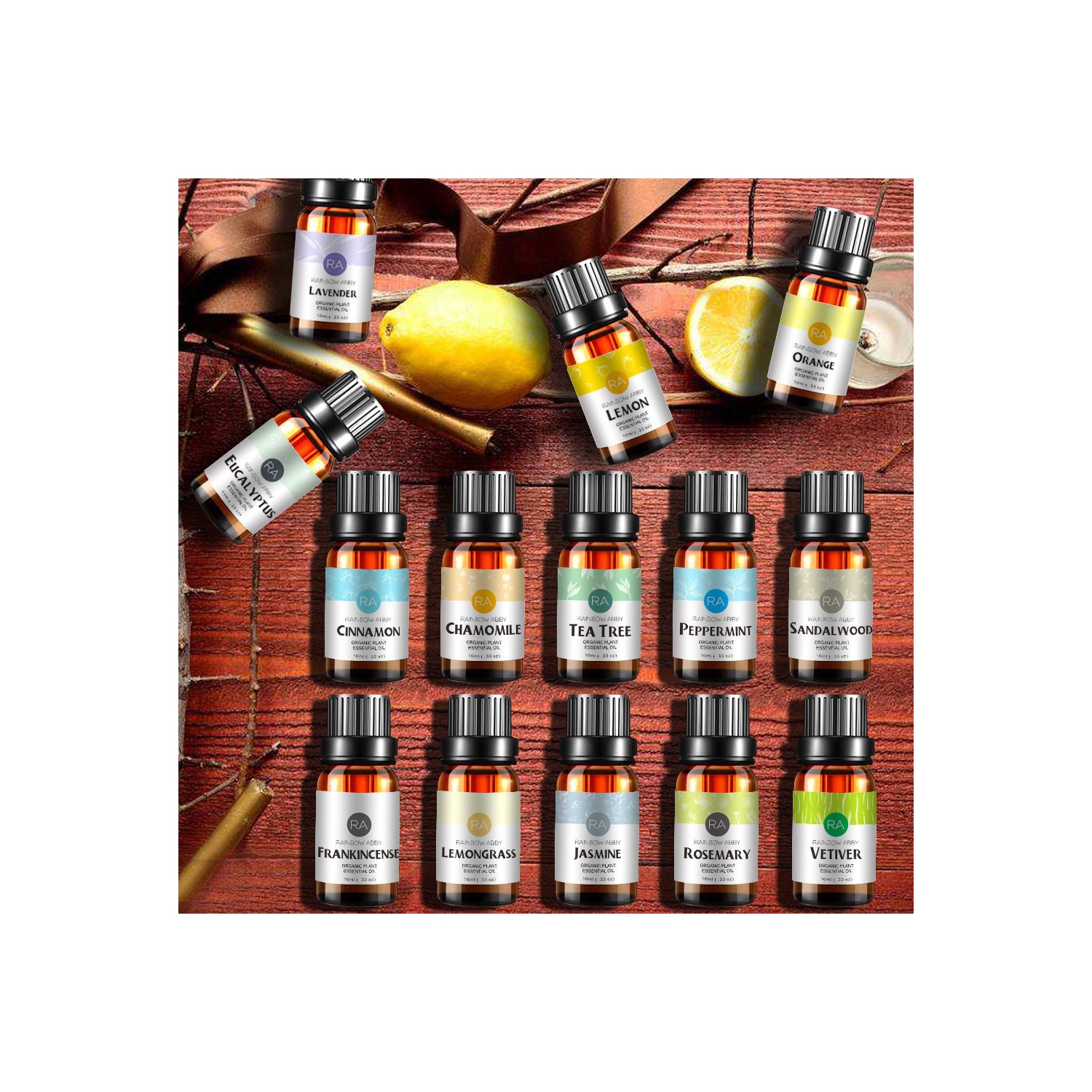 Ensemble d’huiles essentielles Pure Therapeutic Grade à 14 100 %, 10 ml, paquet de 14