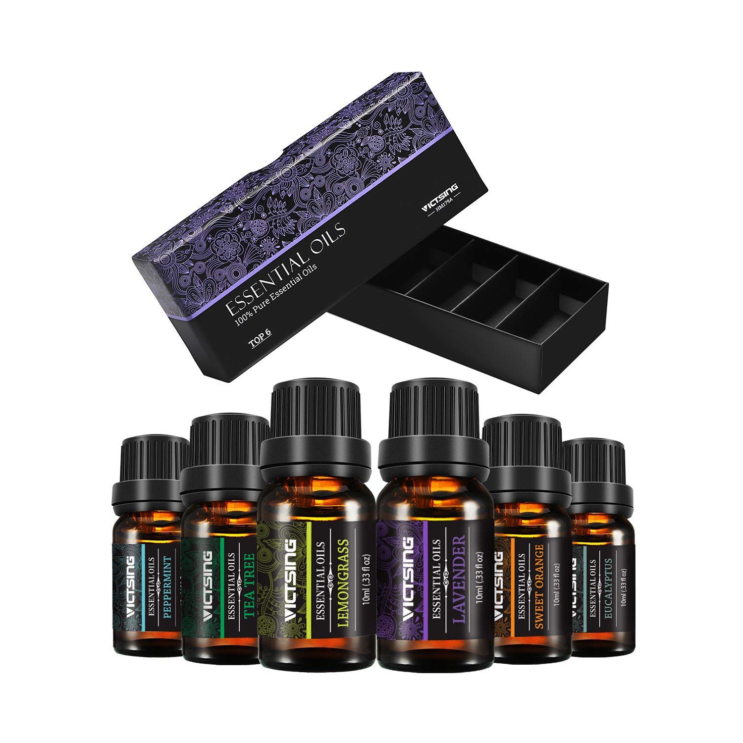 6 paquets de 10 ml d’huiles essentielles, huiles d’aromathérapie de qualité thérapeutique