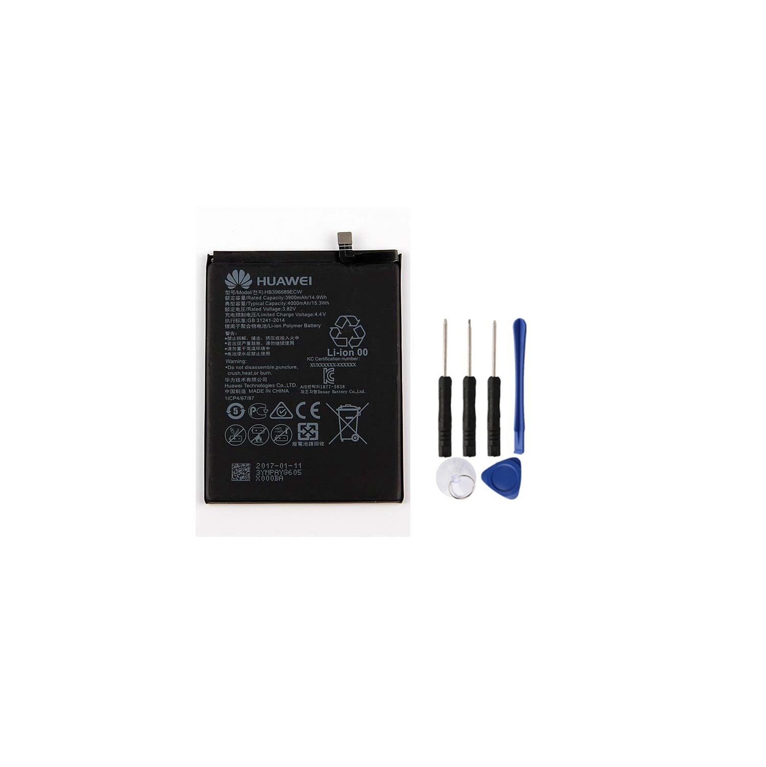 Batterie de rechange et outils de réparation compatibles avec Huawei Ascend Mate 9 / Mate 9 Pro, HB396689ECW