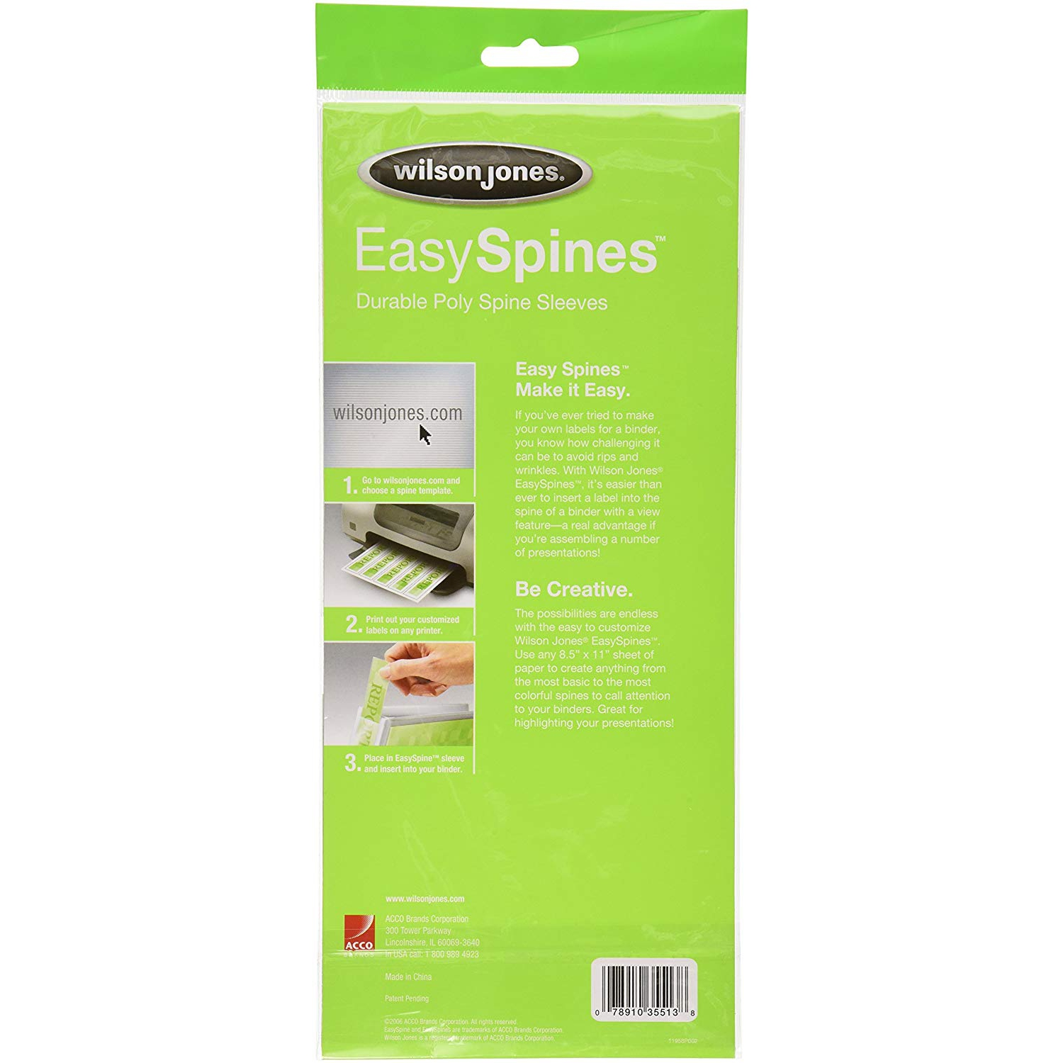 Wilson Jones – pochettes pour reliure EasySpines, 1 po de largeur, 6 par paquet, transparent