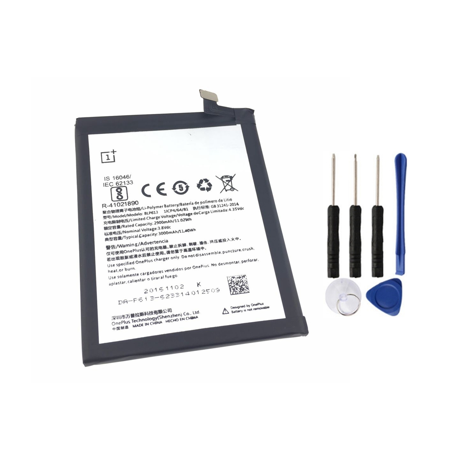 Replacement Battery & Repair Tools Compatible for OnePlus 3 Three, BLP613
