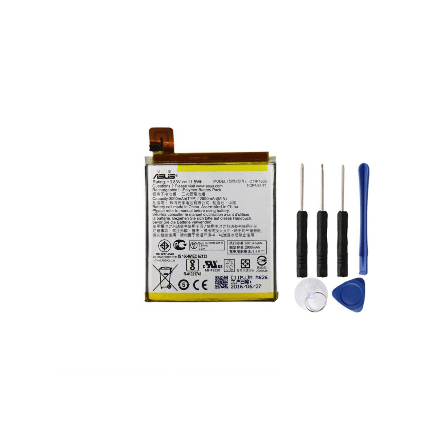 Replacement Battery & Repair Tools Compatible for ASUS Zenfone 3 Laser, ZC551KL C11P1606