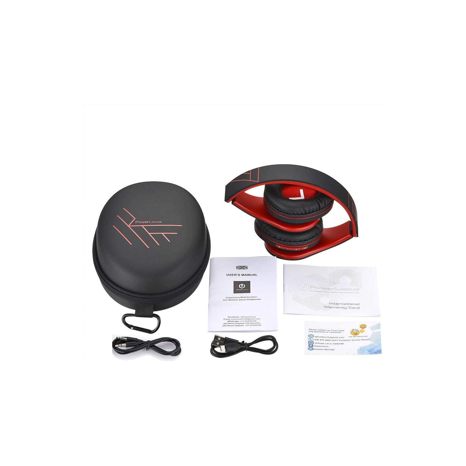 Casque d'écoute Bluetooth PowerLocus, casque d'écoute stéréo sans fil pliable et casque d'écoute avec fil avec micro intégré, micro SD/TF, FM pour