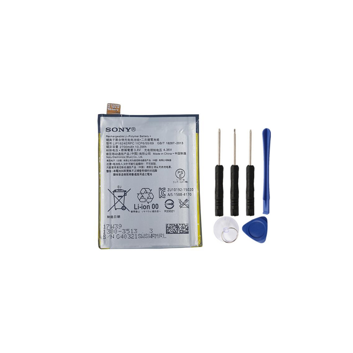 Batterie de rechange et outils de réparation compatibles avec Sony Xperia X performance, F8131 F8132 LIP1624ERPC