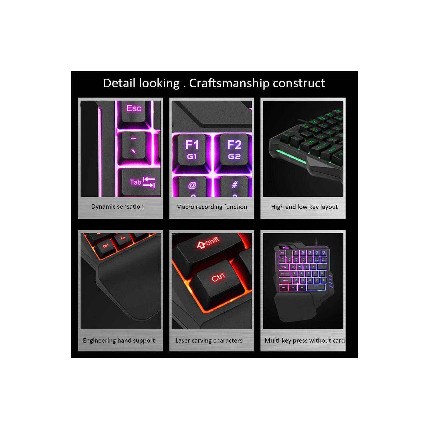 Mechanical Feeling One-Handed Left Handed Keyboard [LED Backlit] Portable Mini Gaming Keypad