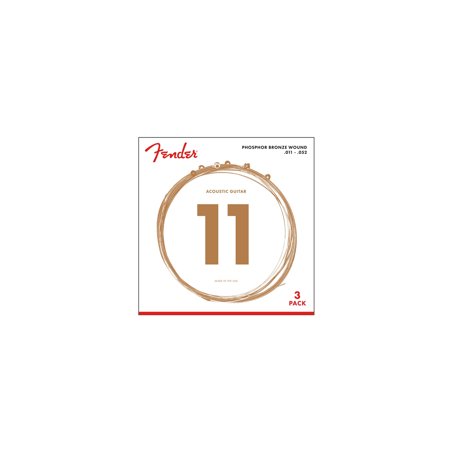 Fender Phosphor Bronze Acoustic Guitar Strings - Ball End, 11-52, 3 Pack